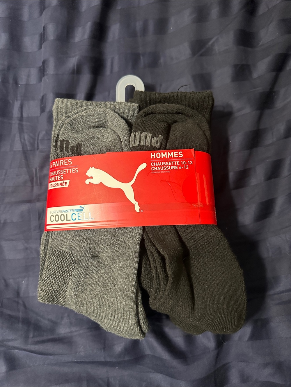 Puma Men’s Crew Socks - Black & Gray (2-Pack)